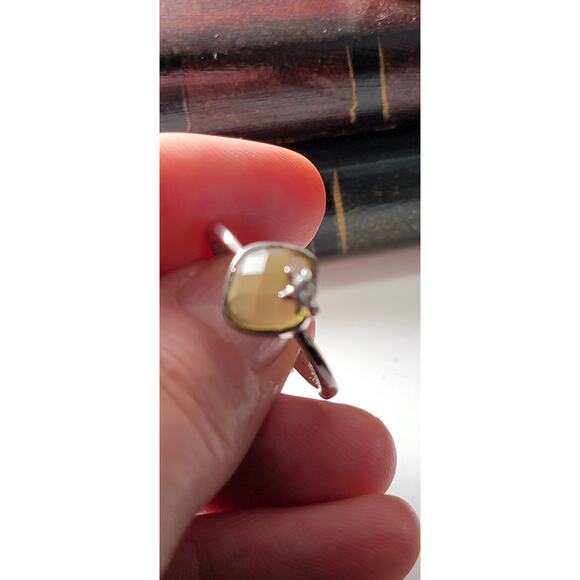 Chic Rhodium-Plated Size 9 Ring with Yellow Faceted Gemstone and Star Accent - Picture 8 of 10